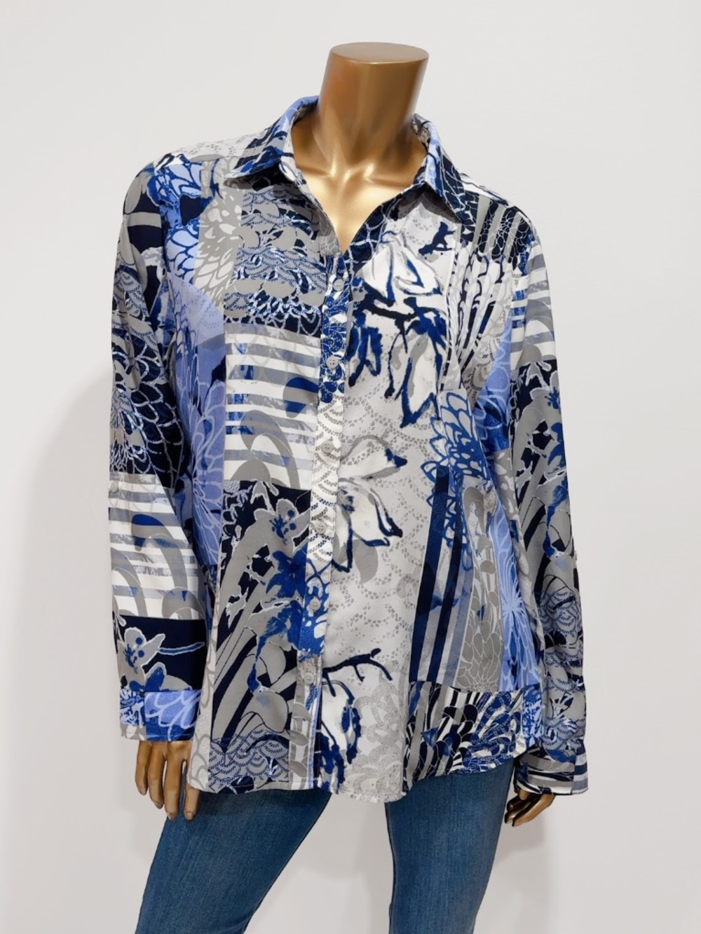 Chico's Women's Multicolor Printed Long Sleeve Button Up Shirt Top Size XL (3)
